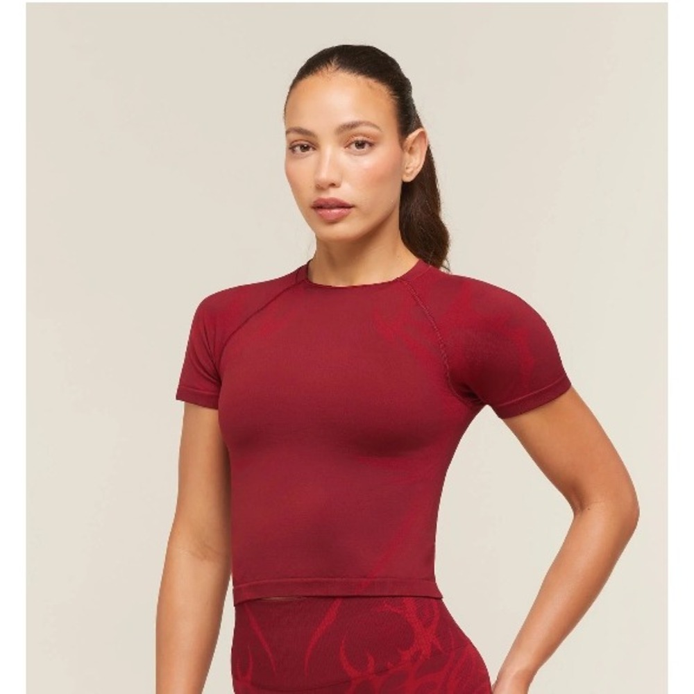 Gymshark Storm Seamless Short Sleeve Top Red Activewear Gymwear Size Small